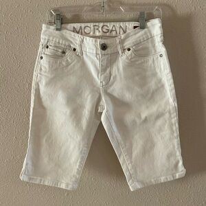 dELiA*s Morgan Denim Bermuda Shorts 5 Pockets Notched Hem White Juniors Size 7/8